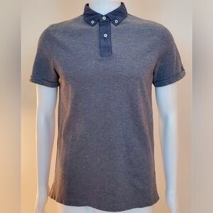 Tommy Hilfiger Light Blue Gray Buttoned Polo Shirt Short Sleeves New